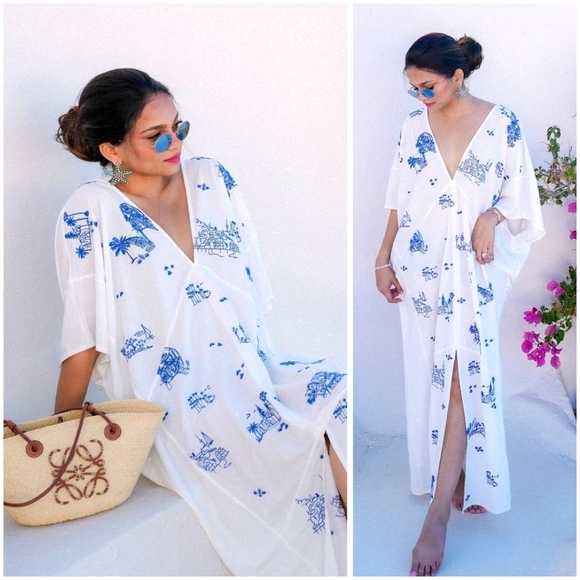 NWT, Zara, Embroidered Kaftan Tunic Dress - Picture 1 of 8